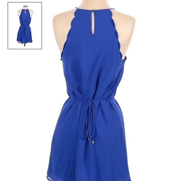 lost april cream colored halter mini dress with scalloped neckline - Picture 6 of 11